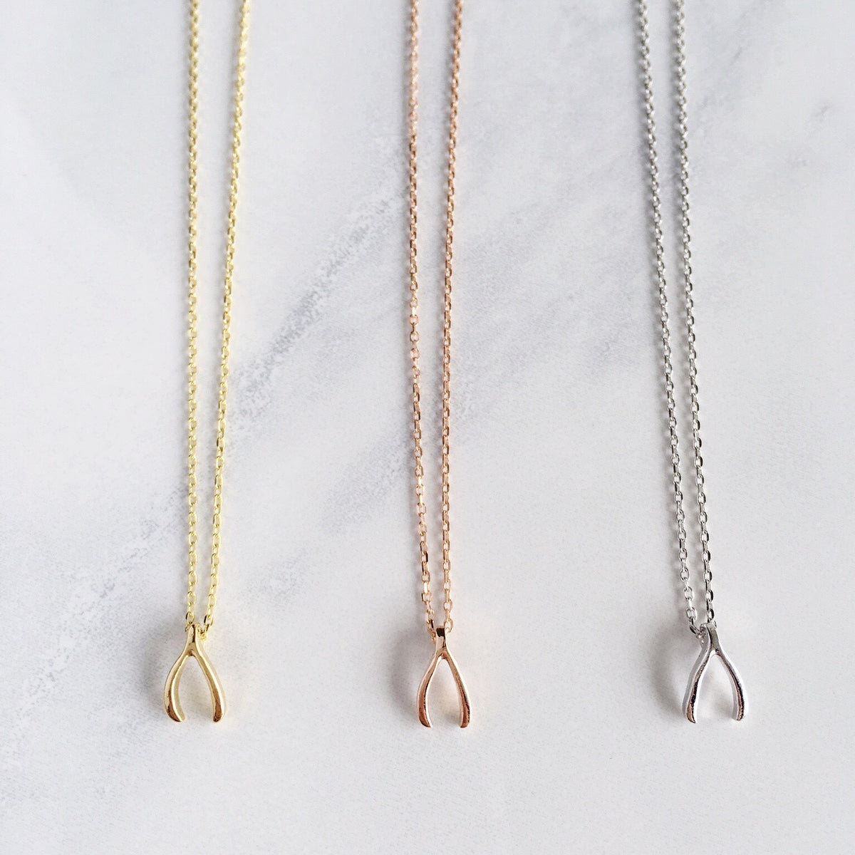 Dainty on sale wishbone necklace