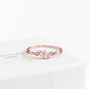 Coral Pink Crystal Ring