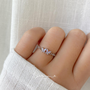 Lavender Pink Twin Butterfly Ring