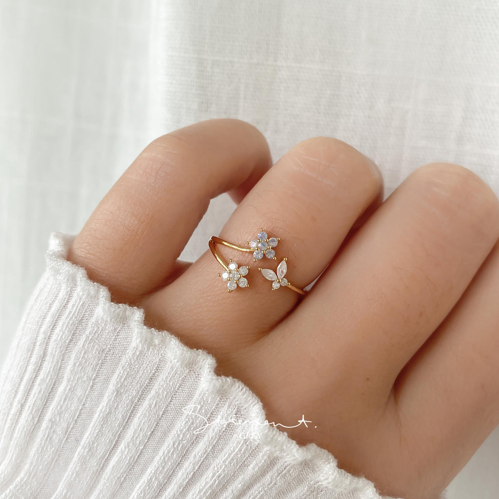 Double Blossom Butterfly Ring