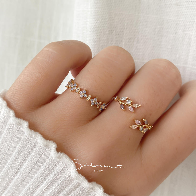 Sweet Pea Blossom Half Eternity Ring