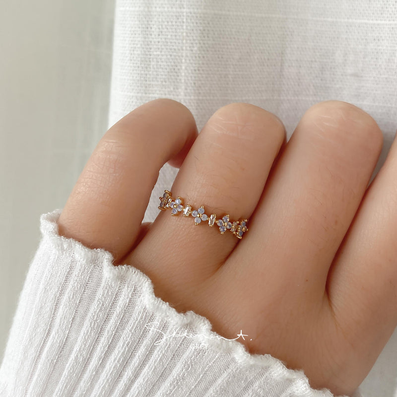 Sweet Pea Blossom Half Eternity Ring