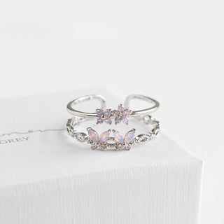 Duo Pink Butterfly Blossom Ring