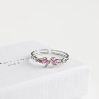 Pink Floral Infinity Ring