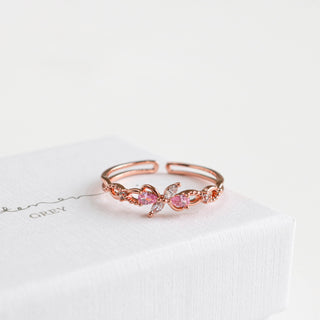 Pink Floral Infinity Ring