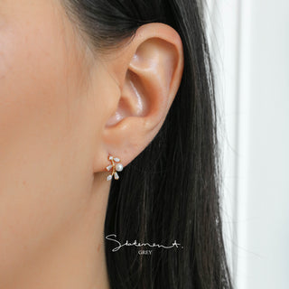 Wild Thyme Sprig Pearl Earrings