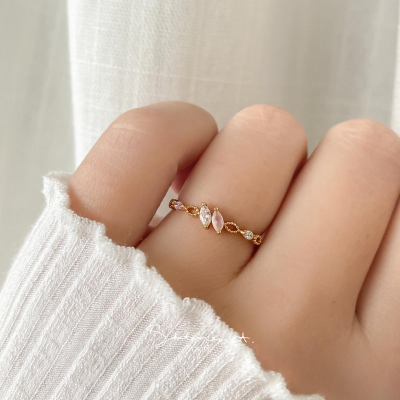 Coral Pink Crystal Ring