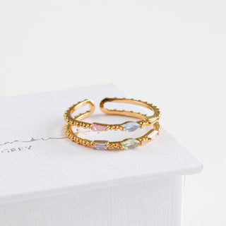 Pastel Gem Double Beaded Ring