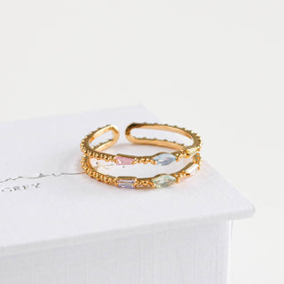 Pastel Gem Double Beaded Ring