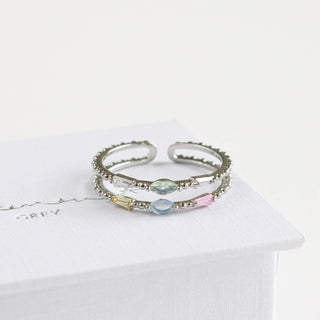 Pastel Gem Double Beaded Ring