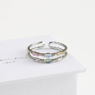 Pastel Gem Double Beaded Ring