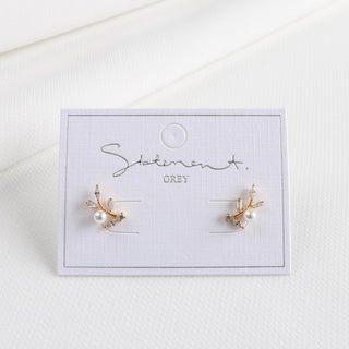Wild Thyme Sprig Pearl Earrings