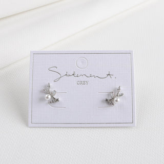 Wild Thyme Sprig Pearl Earrings