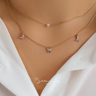 Flutter Pearl Butterfly Necklace