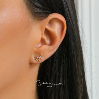 Rosy Leaf Branch Earrings