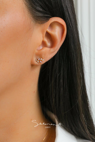 Rosy Leaf Branch Earrings