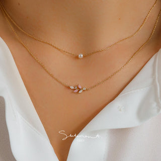 Dusk Leaf Branch Pearl Necklace