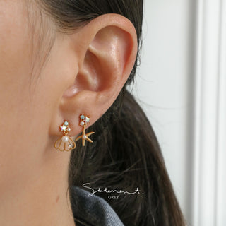 Seashell Starfish Pearl Earrings