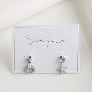 Seashell Starfish Pearl Earrings