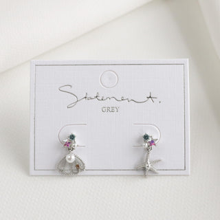 Seashell Starfish Pearl Earrings