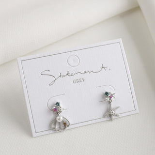 Seashell Starfish Pearl Earrings