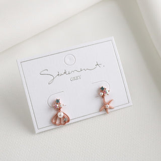 Seashell Starfish Pearl Earrings