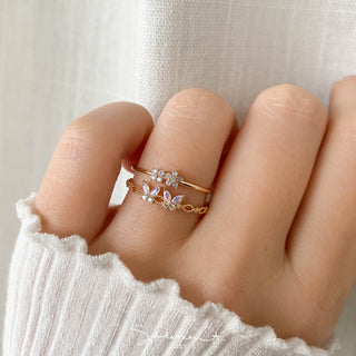 Duo Pink Butterfly Blossom Ring