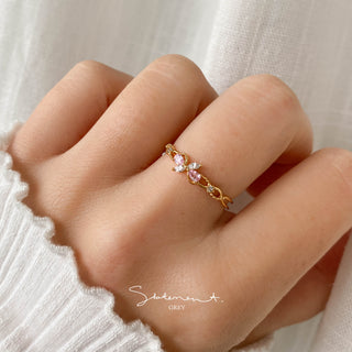 Pink Floral Infinity Ring