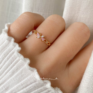 Pink Floral Infinity Ring