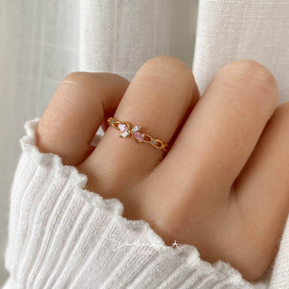 Pink Floral Infinity Ring