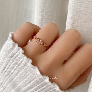 Pink Floral Infinity Ring