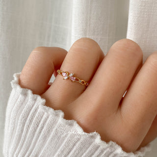 Pink Floral Infinity Ring