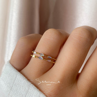 Pastel Gem Double Beaded Ring