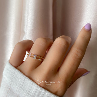 Pastel Gem Double Beaded Ring