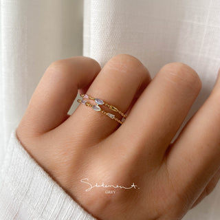 Pastel Gem Double Beaded Ring