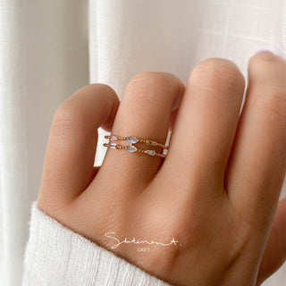 Pastel Gem Double Beaded Ring