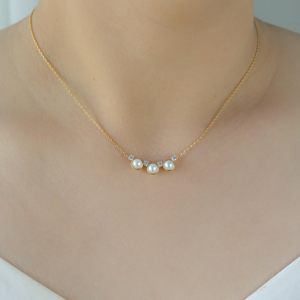 Delicate Pearl Bridal Double Back Drop Necklace - Cybele – Honey Willow -  handmade jewellery