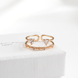 Double Heart Crystal Ring