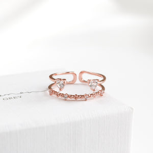 Double Heart Crystal Ring