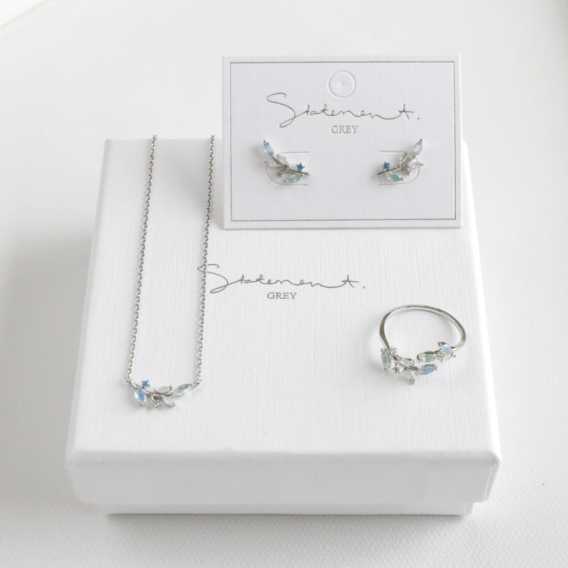 Bleu Set - Necklace, Ring, & Earrings