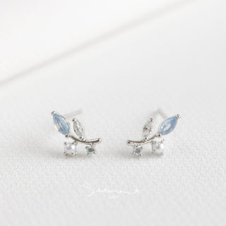 Blue Sprig Pearl Earrings