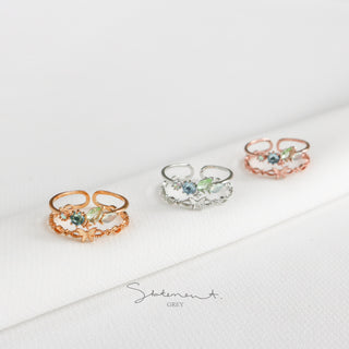 Blue Green Stone Butterfly Ring