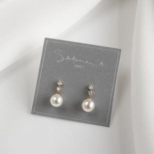 Linear Crystal Pearl Drop Earrings