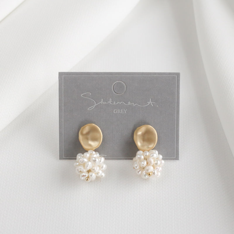 Matte Gold Pearl Droplet Earrings