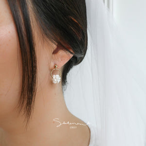 Pearl Sphere Hoop Earrings