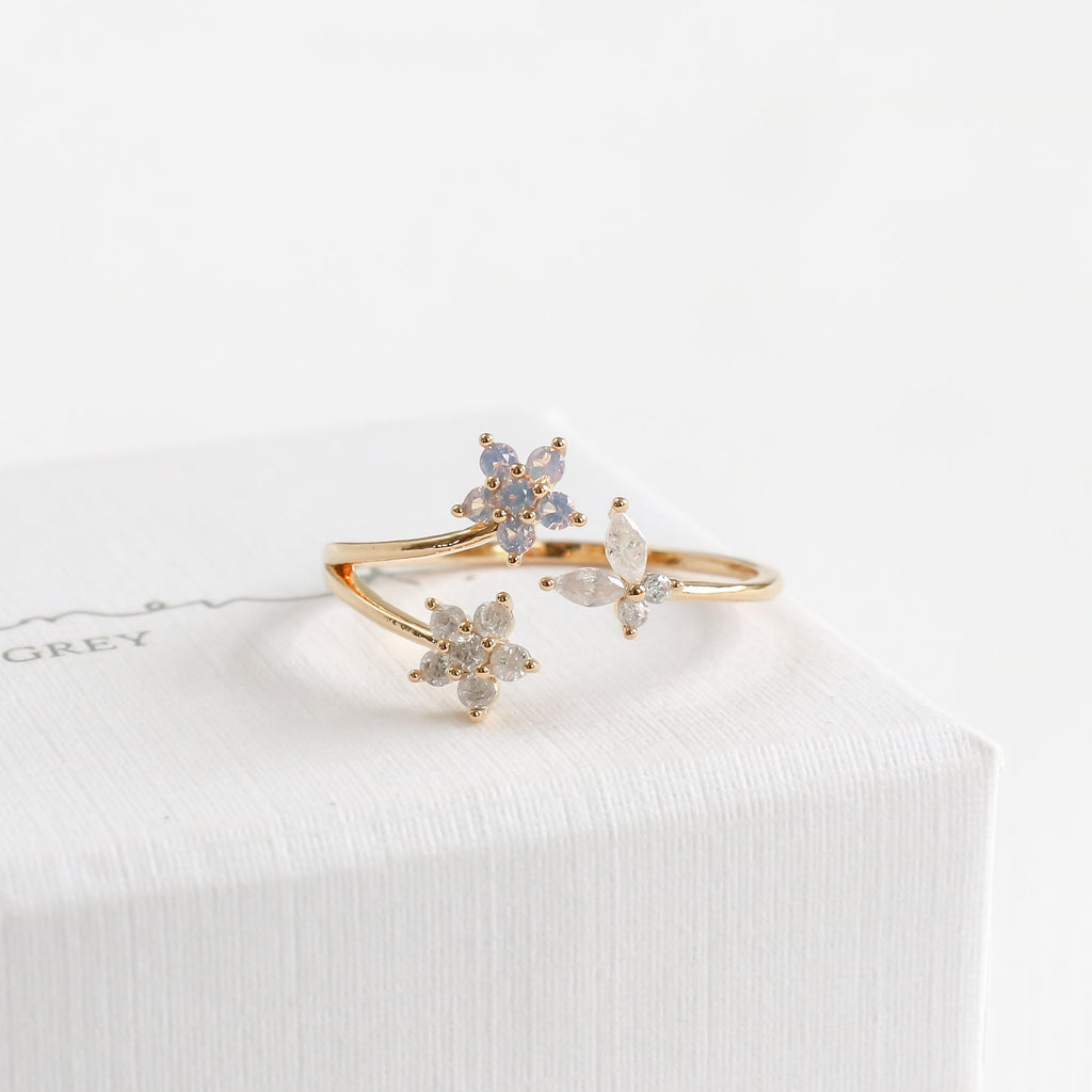 Double Blossom Butterfly Ring