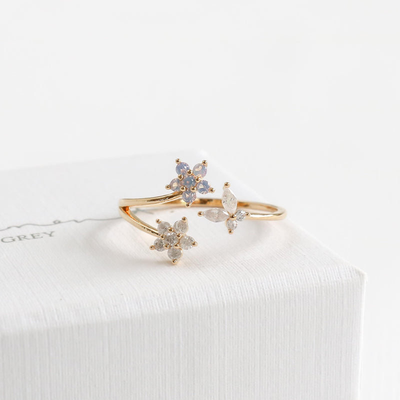 Double Blossom Butterfly Ring