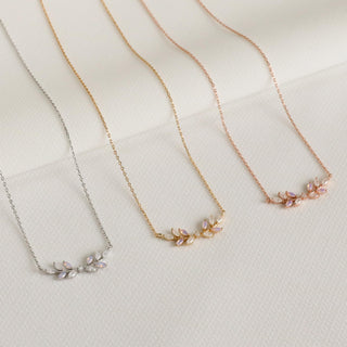 Petal-kissed Leaf Vine Necklace