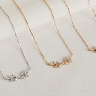 Petal-kissed Leaf Vine Necklace