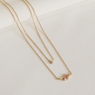 Dusk Leaf Branch Pearl Necklace